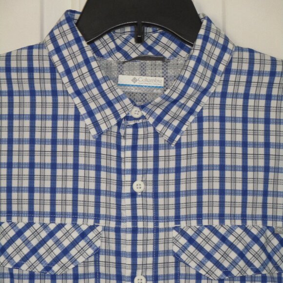 Columbia Mens L/S Blue & White Vented Back Quick Dry Active Casual Shirt NWOT- M - Picture 2 of 3